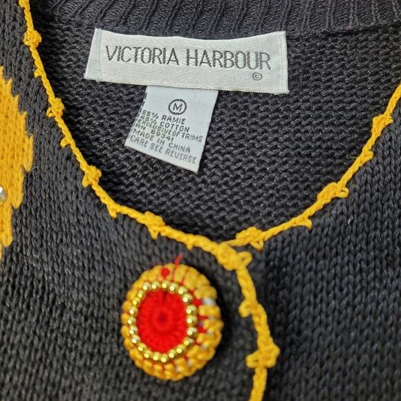 Vintage Victoria Harbour Holiday Presents Embellished Applique Cardigan size Med - Picture 4 of 14